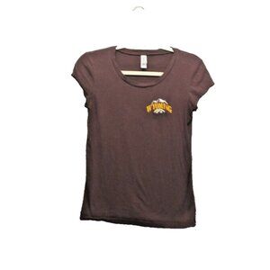 BElla WYOMING Embroidered T-Shirt Size S(4-6) Women Short Sleeve Casual Brown